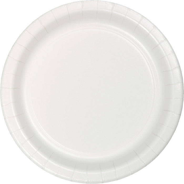 Bulk white sturdy style paper dinner plates 8.75 inch packed 240 per case for community meal serving lines