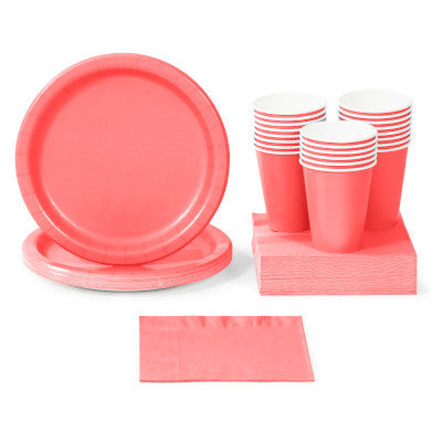Coral Solid Color Party Tableware