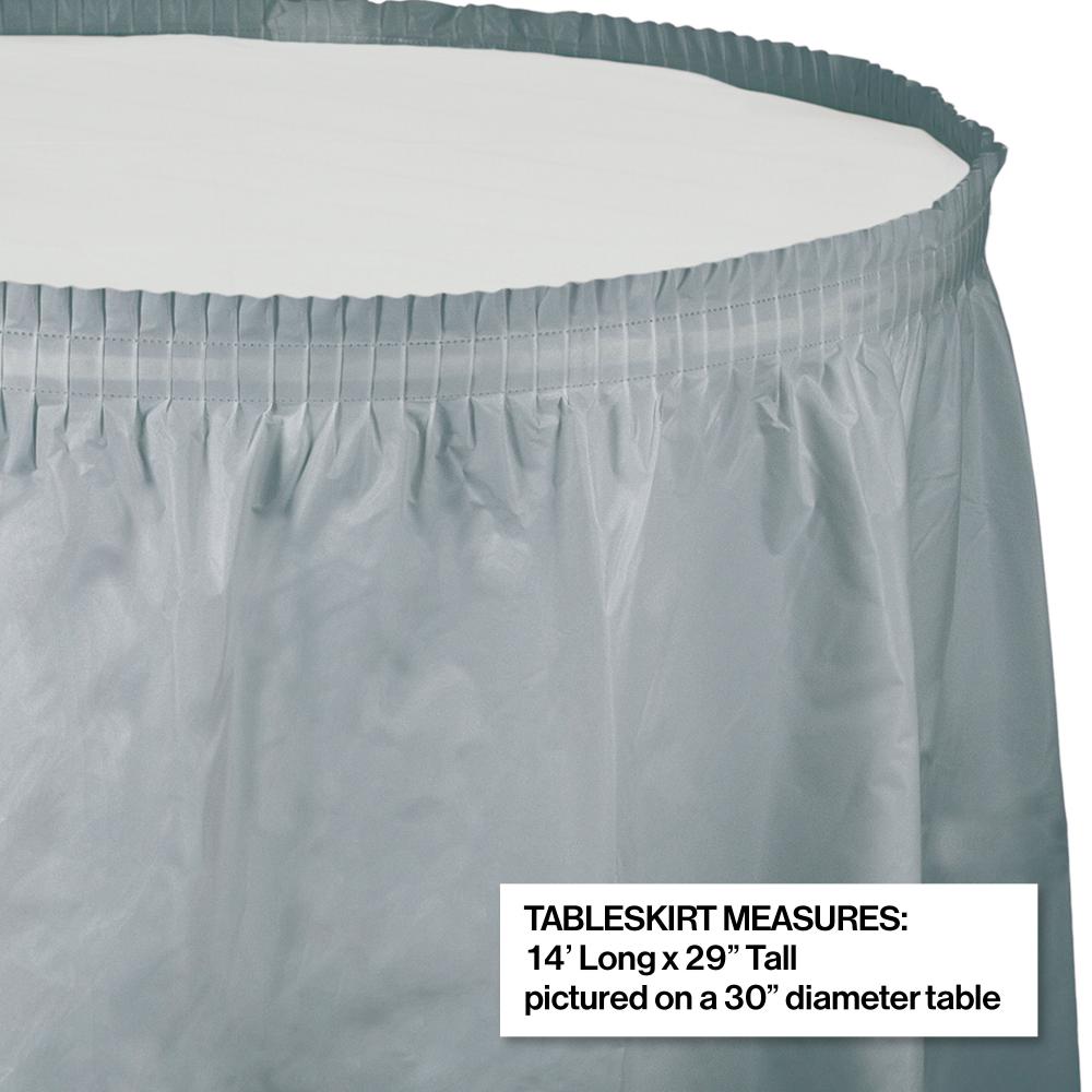 6ct Bulk Shimmering Silver Plastic Tableskirt