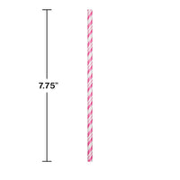 144ct Bulk Candy Pink and White Striped Flex Paper Straws
