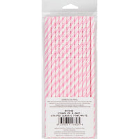 144ct Bulk Classic Pink and White Striped Flex Paper Straws