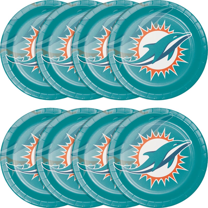 Bulk Miami Dolphins Paper Dinner Plates (96 per Case)