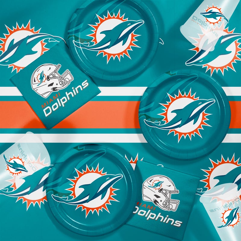 Bulk Miami Dolphins Paper Dinner Plates (96 per Case)