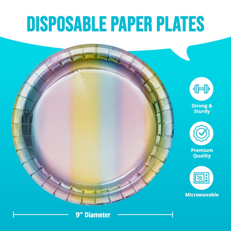 Bulk Iridescent Party Paper Dinner Plates (96 per Case)