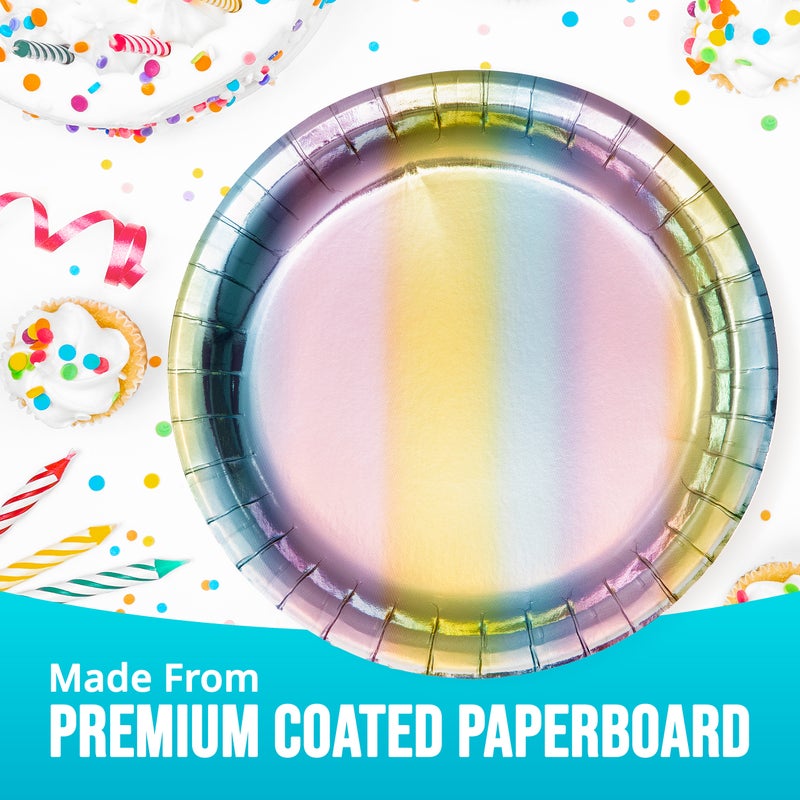 Bulk Iridescent Party Paper Dessert Plates (96 per Case)
