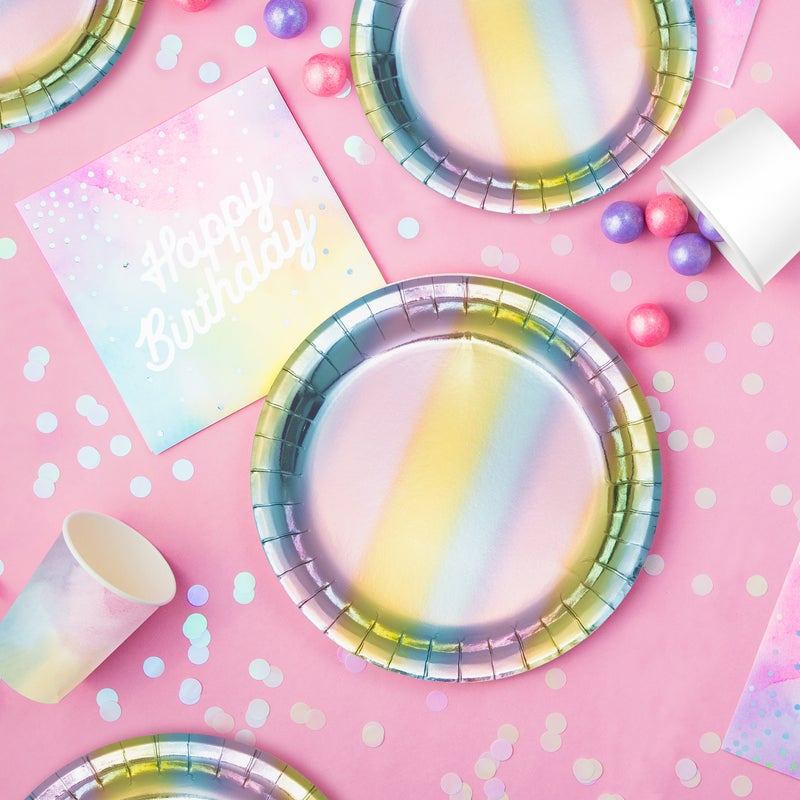Bulk Iridescent Party Paper Dessert Plates (96 per Case)
