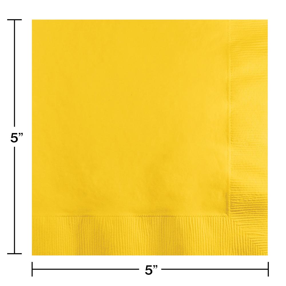 1200ct Bulk School Bus Yellow 2 Ply Beverage Napkins
