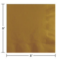 Bulk Glittering Gold Beverage Napkins 2 ply (1200 per Case)