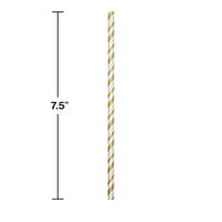 144ct Bulk Gold and White Striped Flex Paper Straws