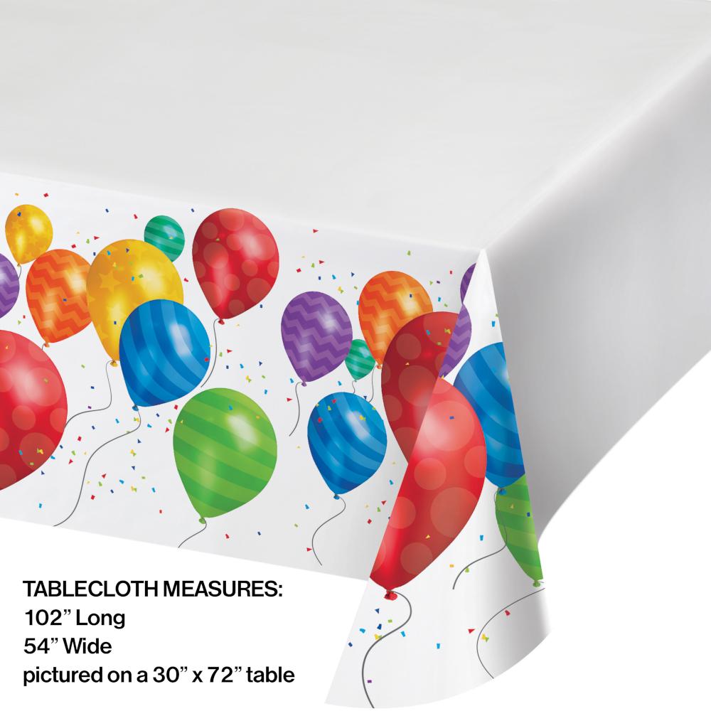 Balloon Blast Plastic Tablecover 54 inch x102 inch , Border Print (6/case)