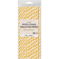 144ct Bulk School Bus Yellow and White Striped Flex Paper Straws
