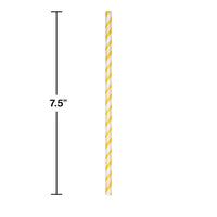 144ct Bulk School Bus Yellow and White Striped Flex Paper Straws
