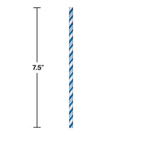 144ct Bulk Cobalt Blue and White Striped Flex Paper Straws