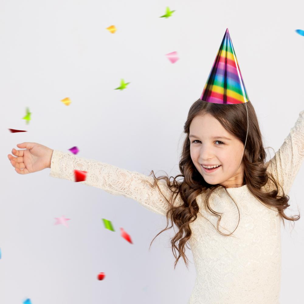 96ct Bulk Rainbow Foil Party Hats