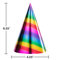 96ct Bulk Rainbow Foil Party Hats
