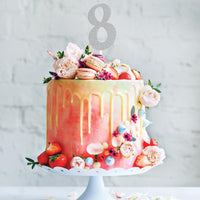 Silver Glitter 8 Cake Topper - Any Occasion Decor Party Decoration from Bulk Party Decorations