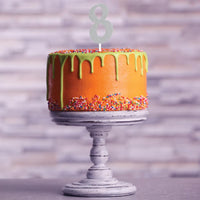 Silver Glitter 8 Cake Topper - Any Occasion Decor Party Decoration from Bulk Party Decorations