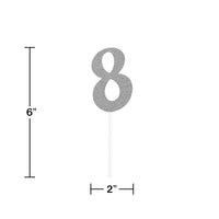 Silver Glitter 8 Cake Topper - Any Occasion Decor Party Decoration from Bulk Party Decorations
