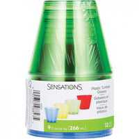 144ct Bulk 9 oz Assorted Colors Plastic Tumblers