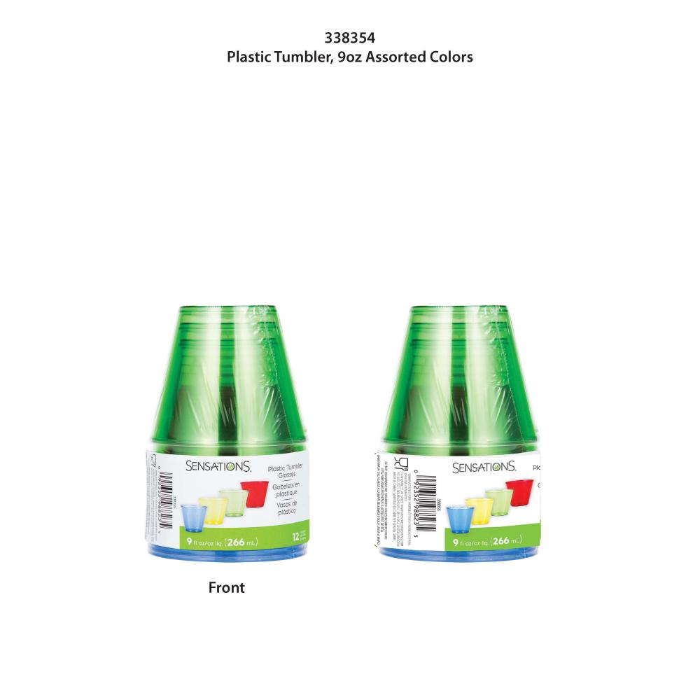 144ct Bulk 9 oz Assorted Colors Plastic Tumblers