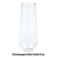 24ct Bulk 9 oz Plastic Stemless Champagne Flutes
