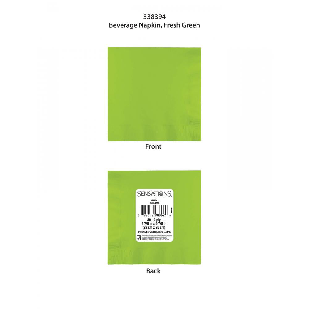 Bulk Case of Fresh Green 40ct 2ply Beverage Napkin