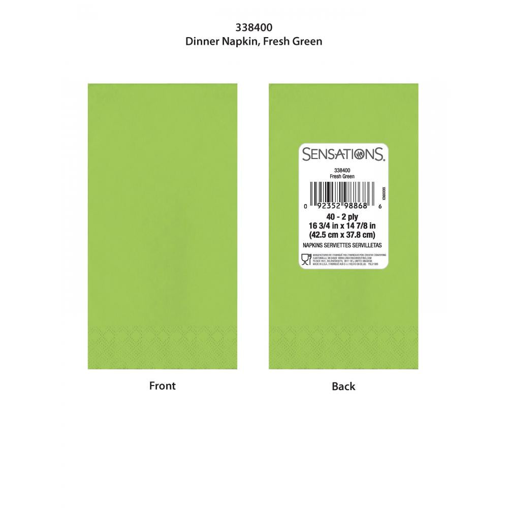 Bulk Case of Fresh Green 2ply Dinner Napkin (40/Pkg)