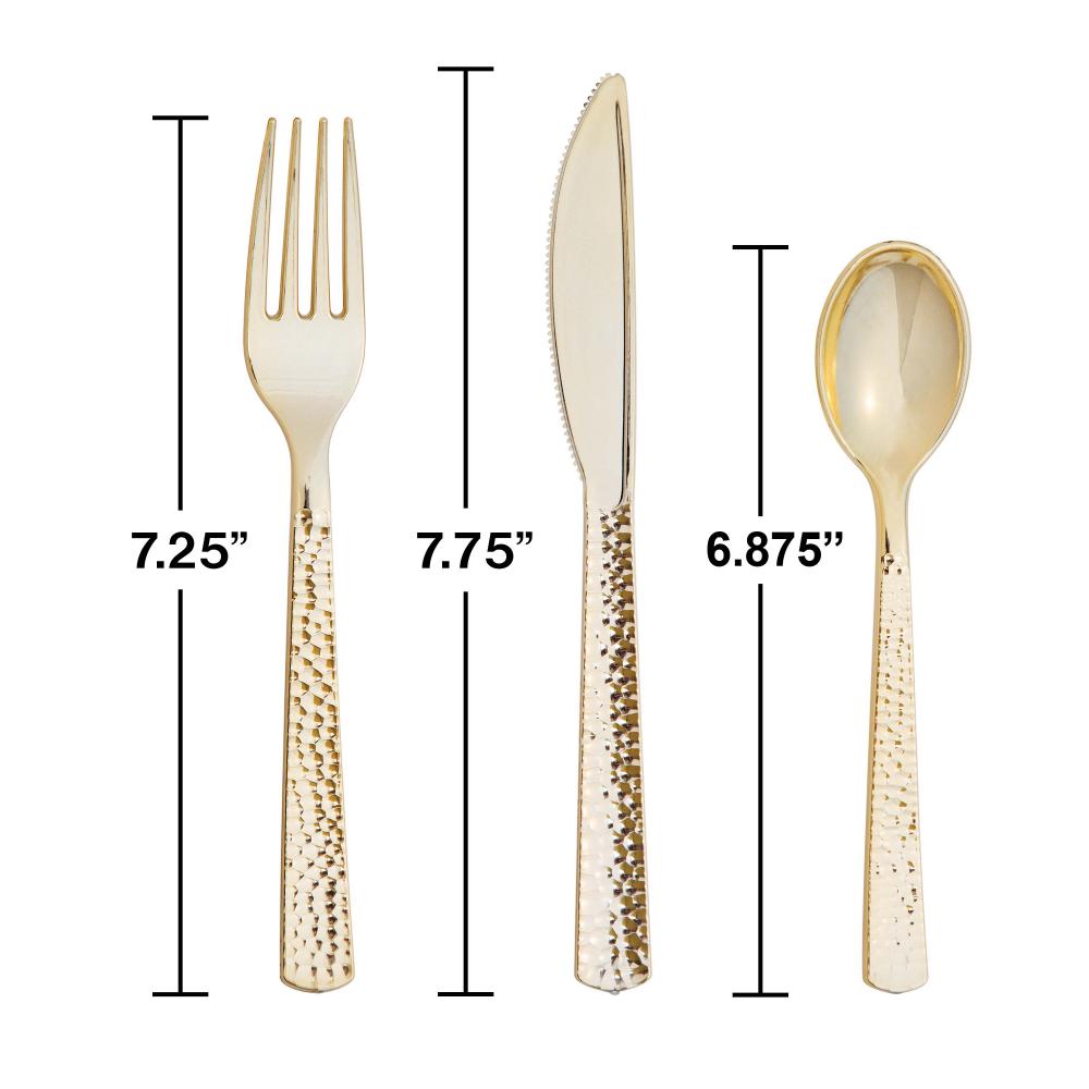 288ct Bulk Metallic Gold Hammered Assorted Cutlery