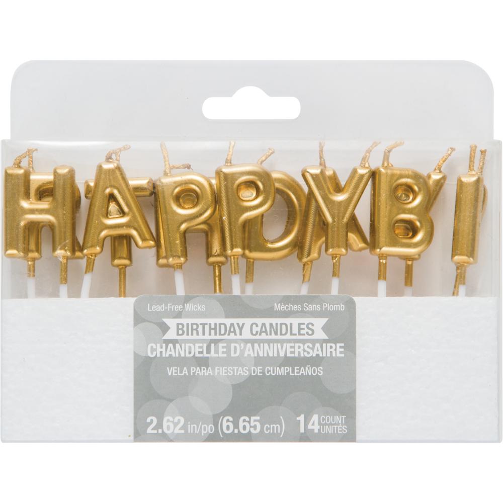 168ct Bulk Gold Happy Birthday Candles