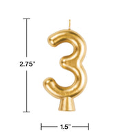 12ct Bulk Gold Number 3 Candles