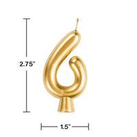 12ct Bulk Gold Number 6 Candles