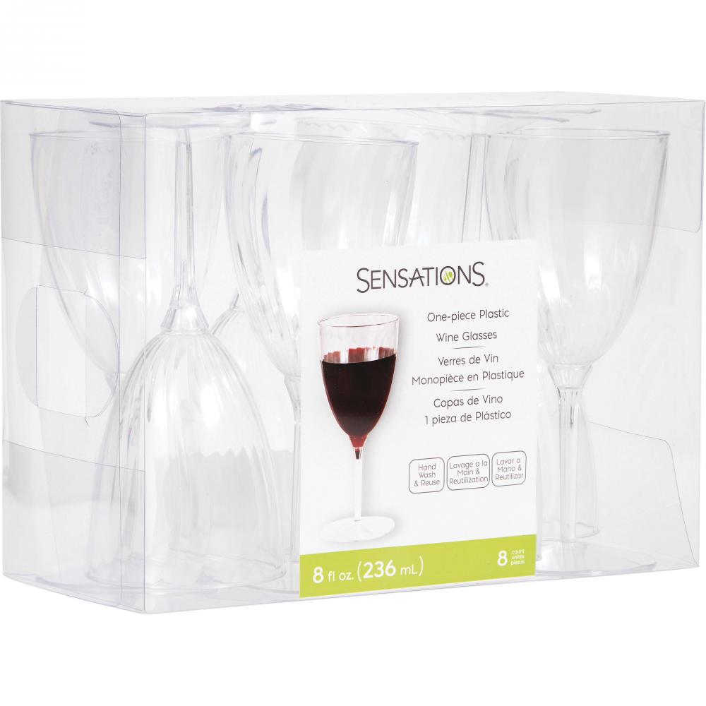 96ct Bulk Clear 8 oz Plastic Wine Glasses