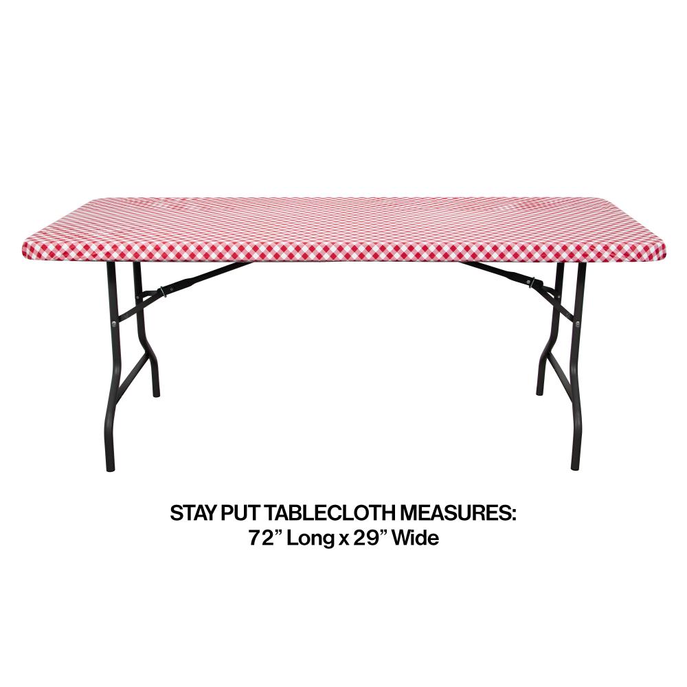 12ct Bulk Plastic Tablecover, Stay Put, 29X72, Gingham