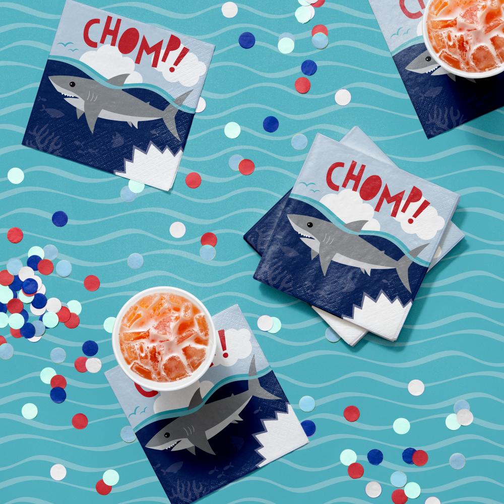 192ct Bulk Shark Party Chomp Beverage Napkins