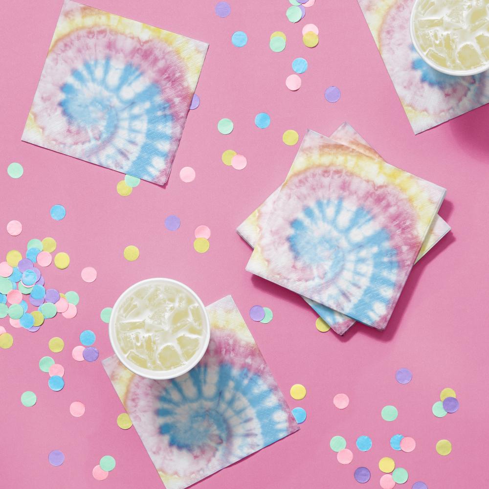 192ct Bulk Tie Dye Party Beverage Napkins