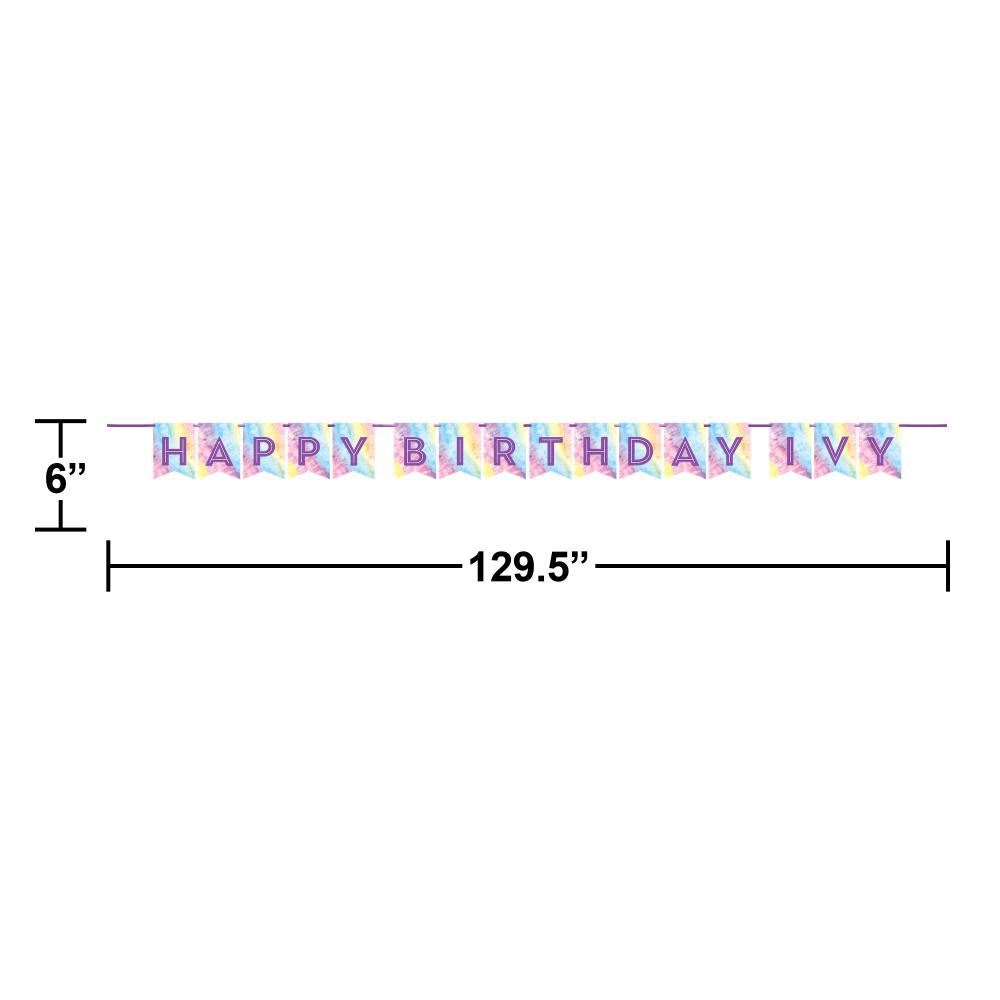 12ct Bulk Tie Dye Party Happy Birthday Banners
