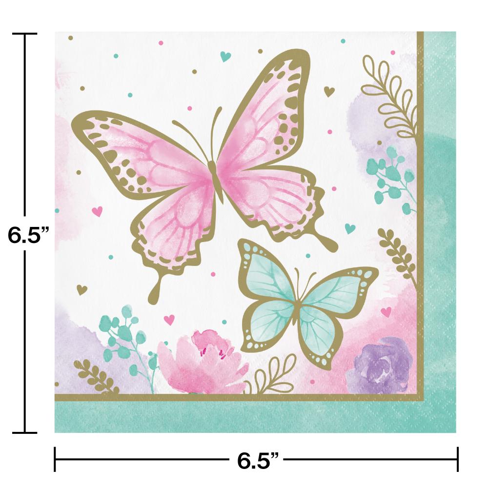 192ct Bulk Golden Butterfly Luncheon Napkins