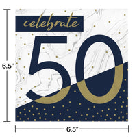 192ct Bulk Navy and Gold 50th Birthday Luncheon Napkins