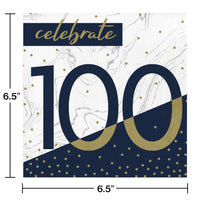 192ct Bulk Navy and Gold 100th Birthday Luncheon Napkins