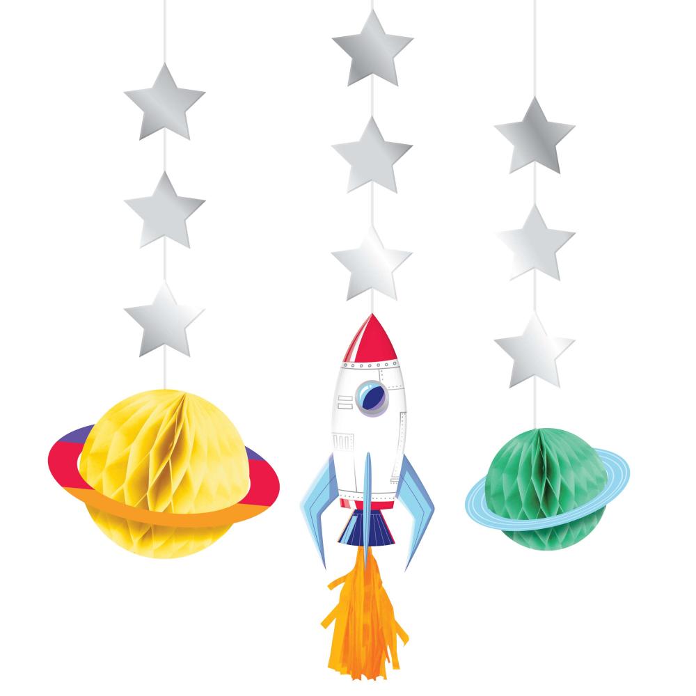 Hanging Cutouts w/ Tassels - Space Adventures Party Decoration from Bulk Party Decorations