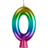 nan - Rainbow Metallic 0 Birthday Candle Party Decoration from Bulk Party Decorations