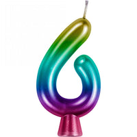 nan - Rainbow Metallic 6 Birthday Candle Party Decoration from Bulk Party Decorations