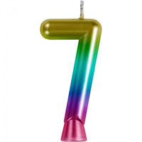 nan - Rainbow Metallic 7 Birthday Candle Party Decoration from Bulk Party Decorations