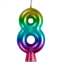 nan - Rainbow Metallic 8 Birthday Candle Party Decoration from Bulk Party Decorations