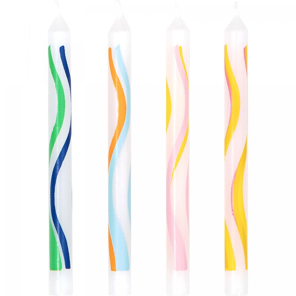 Multicolor Wave Print Birthday Candles - nan Party Decoration from Bulk Party Decorations