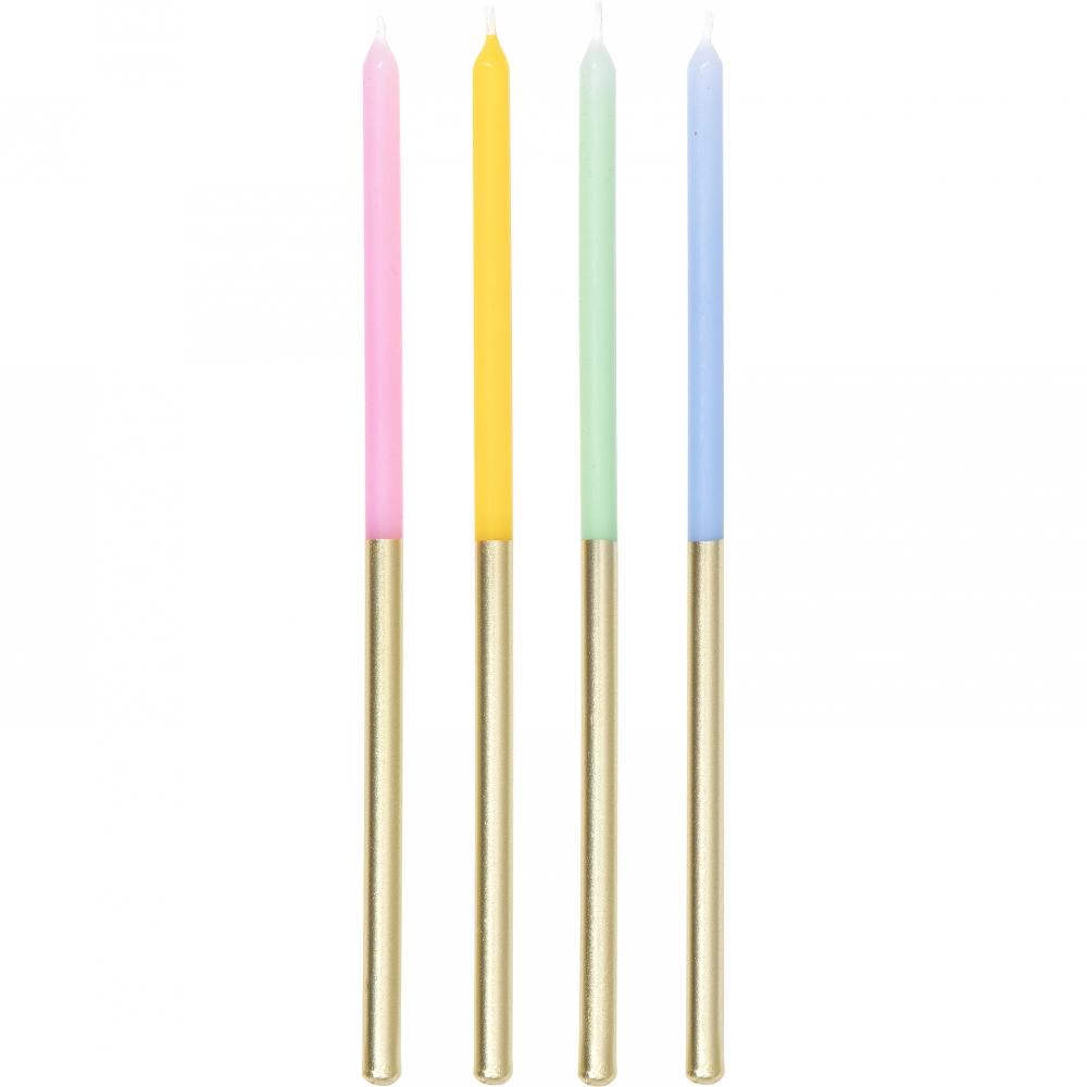 Tall Pastel and Metallic Gold Birthday Candles - nan Party Decoration from Bulk Party Decorations