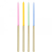Tall Pastel and Metallic Gold Birthday Candles - nan Party Decoration from Bulk Party Decorations