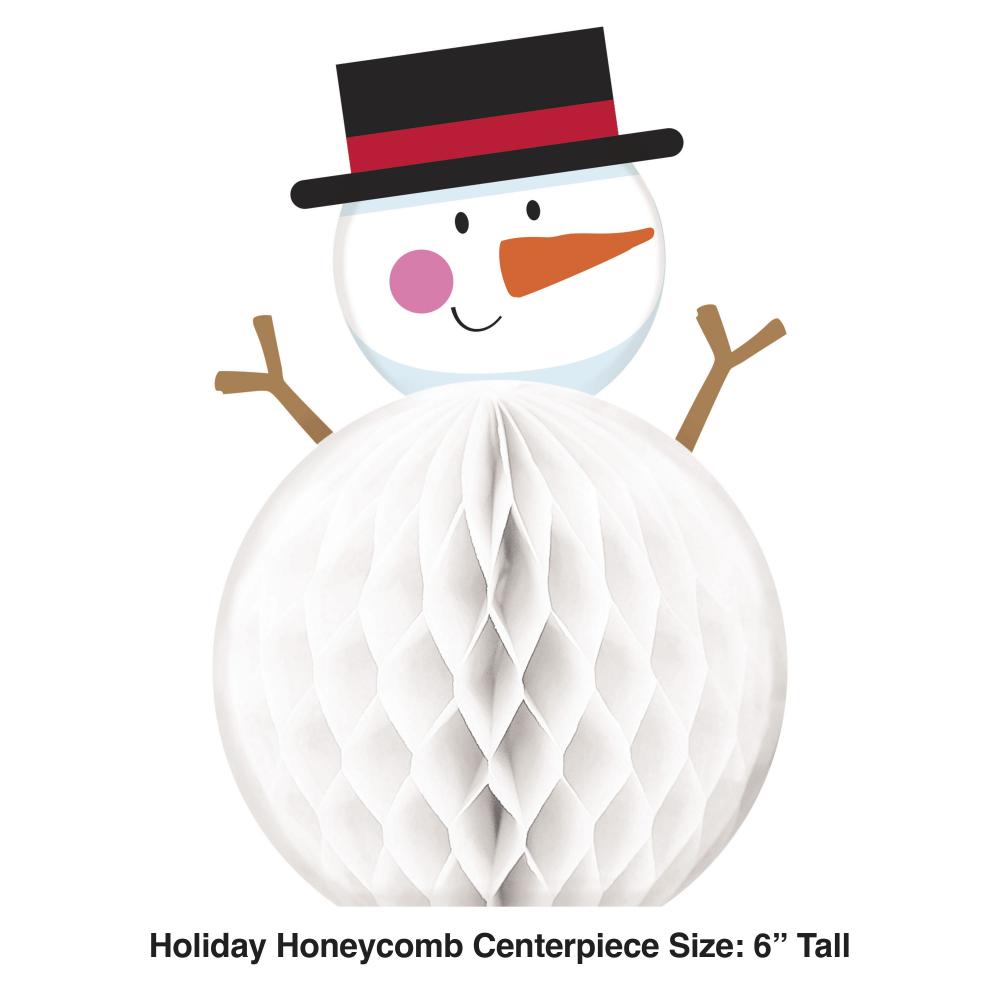Bulk Case of 6" Snowman Honeycomb Centerpiece