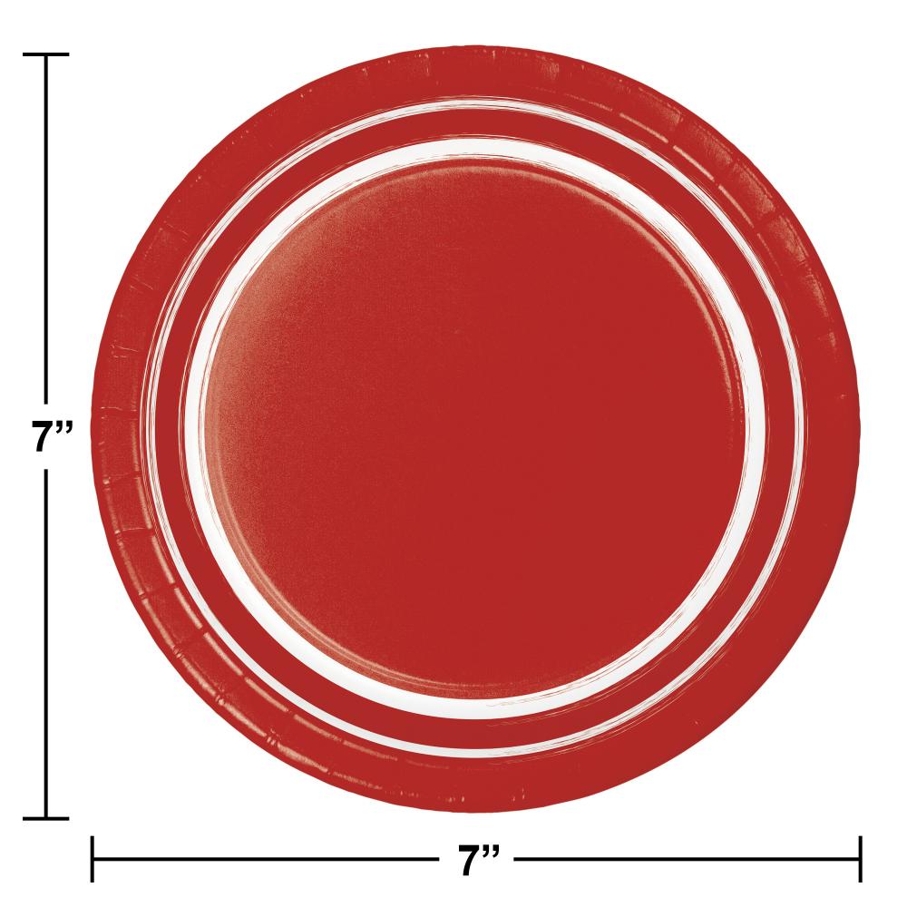 Bulk Case of Classic Red 10ct Sturdy Style 6.75 Inch Dessert Plate