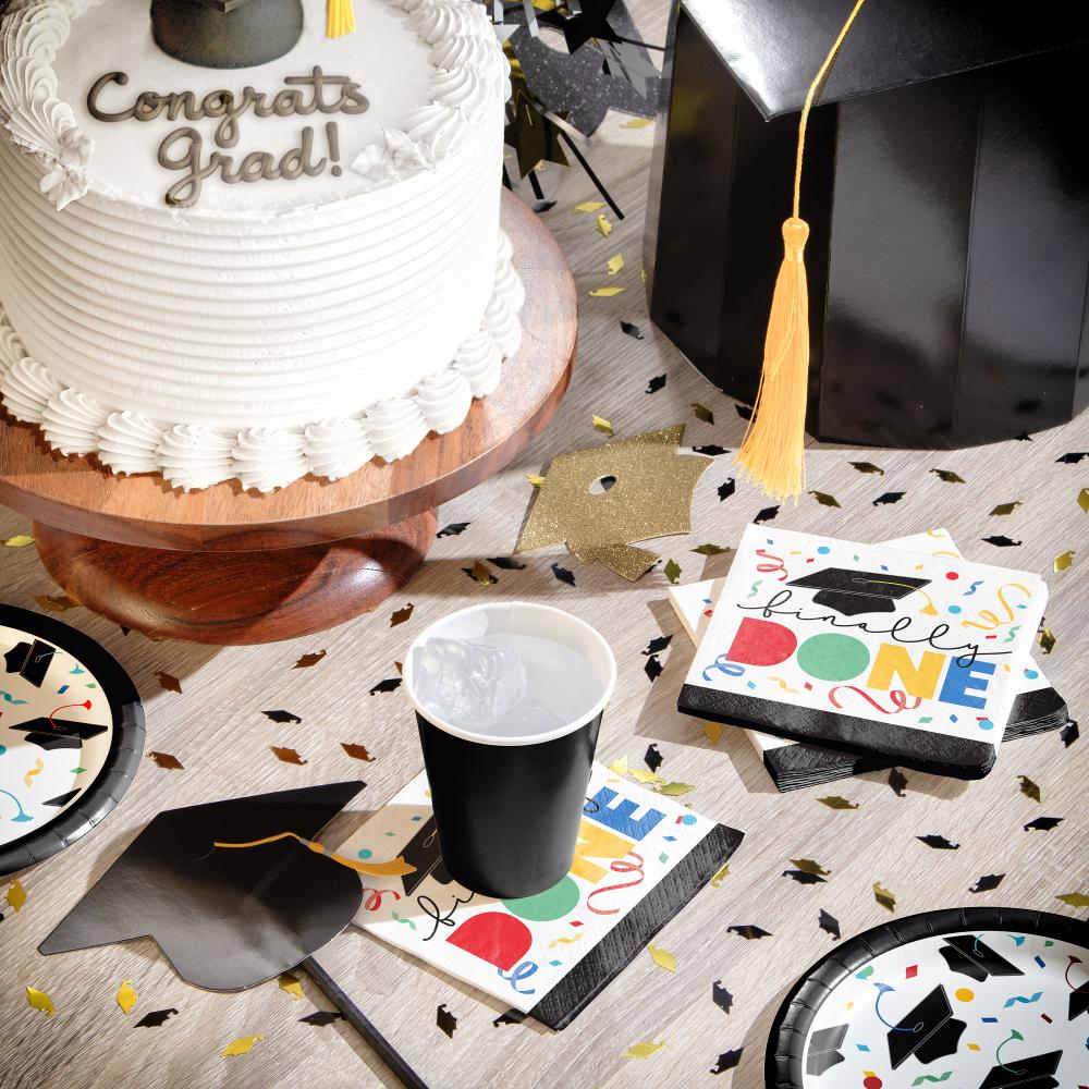 192ct Bulk Grad Cap Toss 2 Ply "Finally Done" Beverage Napkin